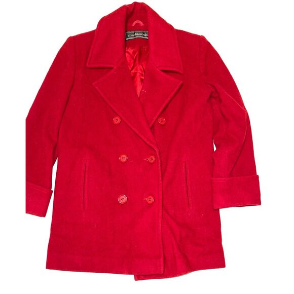 Wool Bright Red Authentic‎ Peacoat Women's Size 6 USA Made By MACKINTOSH A40 - Picture 1 of 9